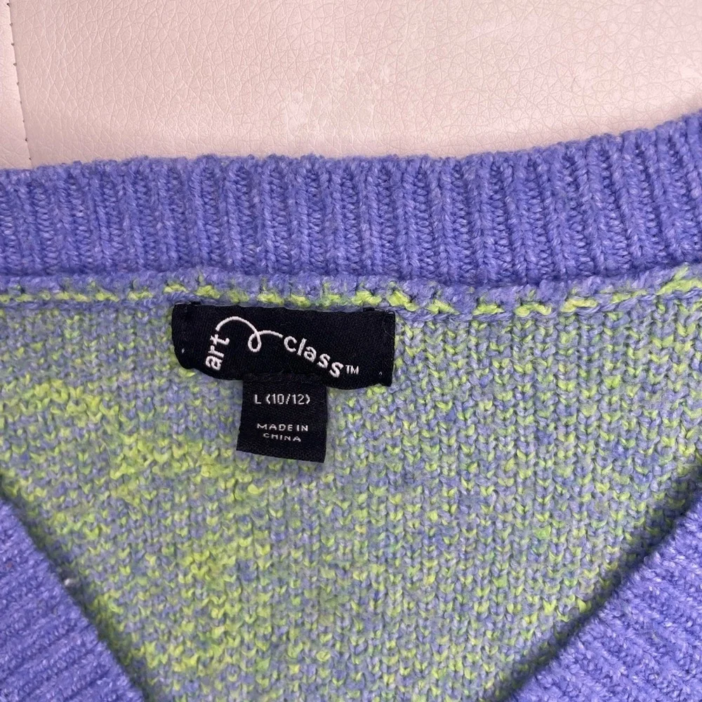 Art Class purple and lime green cardigan. Girls 10/12